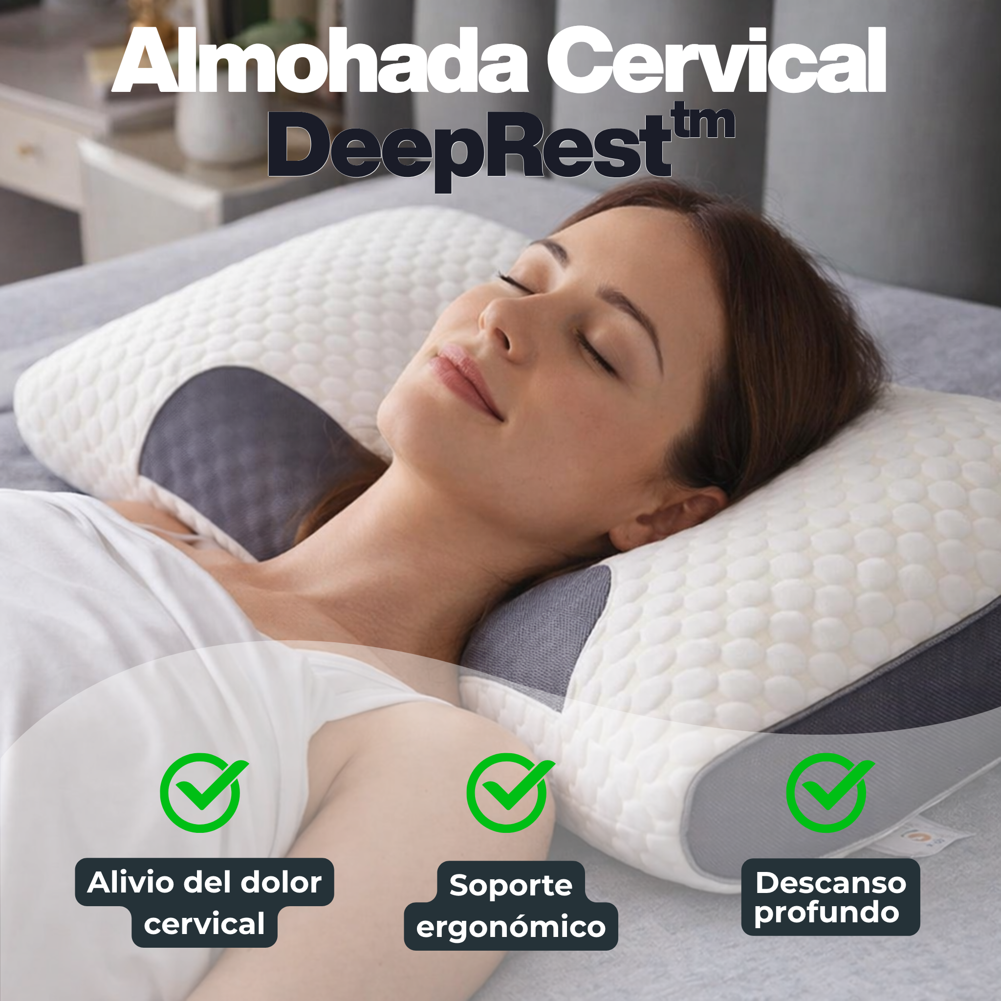 Almohada Cervical DeepRest™ 😴✨ Alineación Cervical y Noches Sin Dolor