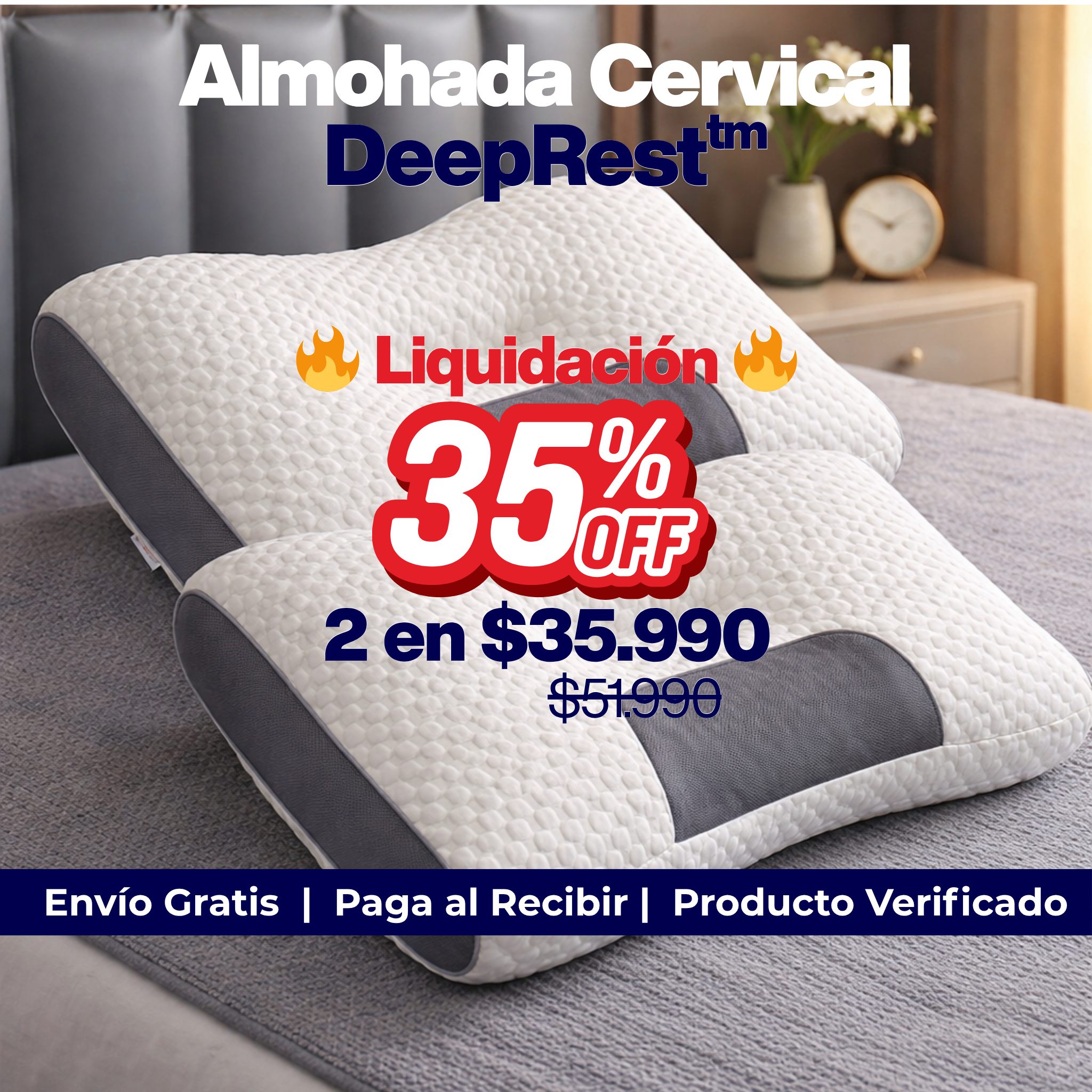 Almohada Cervical DeepRest™ 😴✨ Alineación Cervical y Noches Sin Dolor